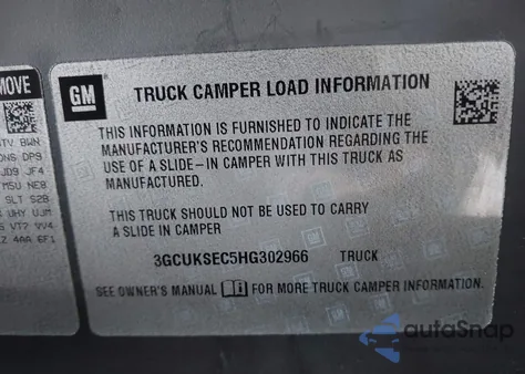 2017 Chevrolet Silverado 1500 2Lz из США, поврежденный, VIN 3GCUKSEC5HG302966